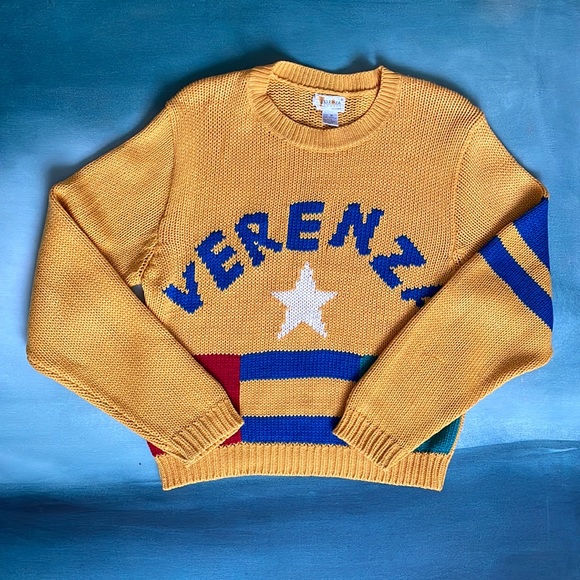 Vintage 90s Verenza Sports Knit Sweater Color Block - Picture 7 of 13